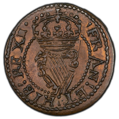 SOLD Ireland 1625-49 Farthing Coin MM: Woolpack S-6526 - Very Nice Example for Type