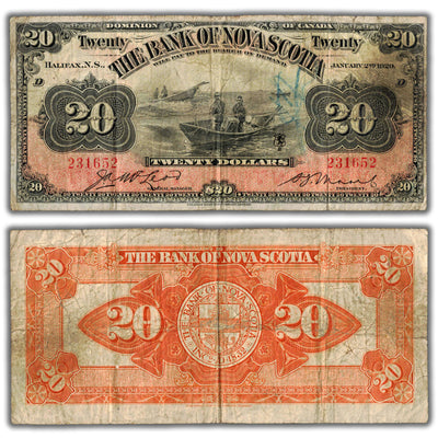 $20 1929 Bank of Nova Scotia Canada Chartered Note CH #550-28-22 - Fine (writing)