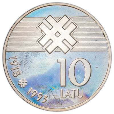 Latvia 1993 10 Late Silver Coin KM #19 - Proof Strike