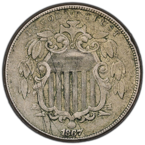 SOLD United States 1867 5 Cents Shield Nickel Coin - Scratched