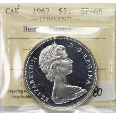 SOLD Canada 1967 $1 Silver Dollar Coin - ICCS Specimen SP-66 Heavy Cameo