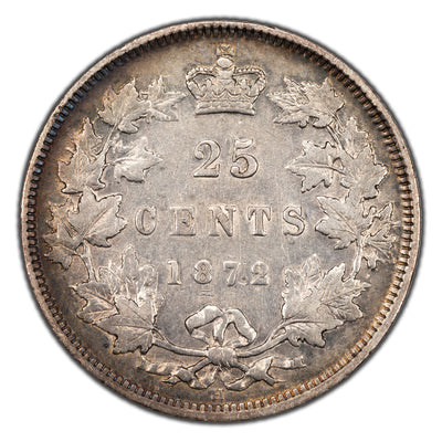 SOLD Canada 1872-H 25 Cents Quarter Silver Coin - VF+