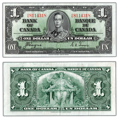 $1 1937 Bank of Canada Note Coyne-Towers O/N Prefix BC-21d - VF+