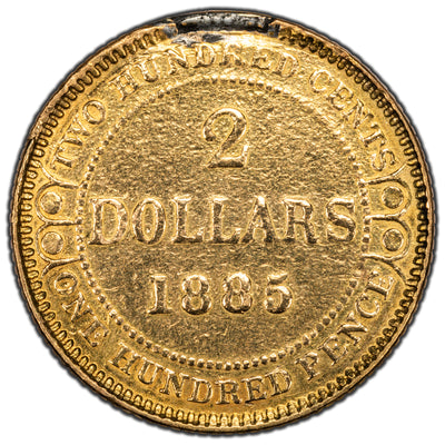 SOLD Newfoundland 1885 $2 Two Dollars Gold Coin - Damaged / Ex. Jewellery