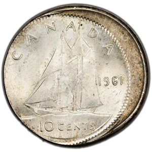 SOLD Canada 1961 10 Cents Dime Silver Coin - Off Struck Error