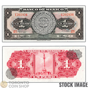 Mexico 1965 1 Peso Note P#59i - Uncirculated