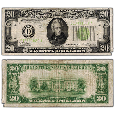 United States 1934 $20 Cleveland Federal Reserve Note - Damaged