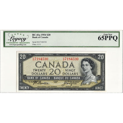 SOLD $20 1954 Bank of Canada Note Beattie-Coyne E/E Prefix BC-41a - Legacy Gem UNC-65 PPQ