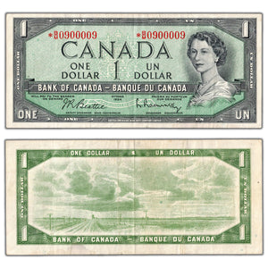SOLD $1 1954 Bank of Canada Note *B/M Replacement Prefix Neat Serial BC-37bA-i