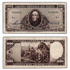 SOLD Chile ND (1947-59) 1000 Pesos Note P #116 (4)