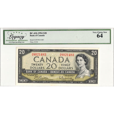 $20 1954 Bank of Canada Note Beattie-Rasminsky A/W Prefix BC-41b - Legacy UNC-64