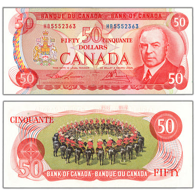 $50 1975 Bank of Canada Note Lawson-Bouey HB Prefix BC-51a - AU-58