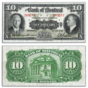 SOLD $10 1935 Bank of Montreal Canada Chartered Note #505-60-04 - VF