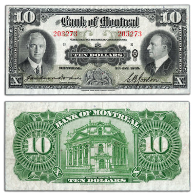 SOLD $10 1935 Bank of Montreal Canada Chartered Note #505-60-04 - VF