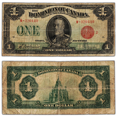 $1 1923 Dominion of Canada Note Red Seal Series W DC-25g - Circulated