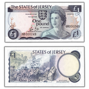 SOLD Jersey ND (1976-88)  1 One Pound Note P #11b - Serial #249 - Ch UNC