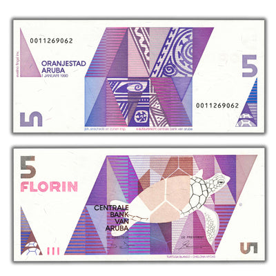 Aruba 1990 5 Five Florin Note P #6 - Choice UNC