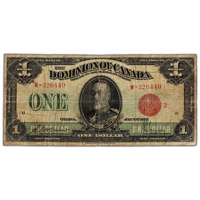 $1 1923 Dominion of Canada Note Red Seal Series W DC-25g - Circulated
