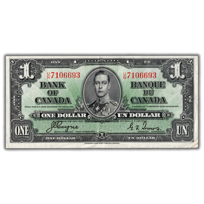 $1 1937 Bank of Canada Note Coyne-Towers U/N Prefix BC-21d - EF+