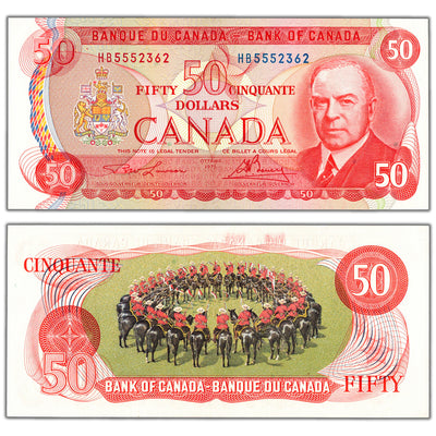 $50 1975 Bank of Canada Note Lawson-Bouey HB Prefix BC-51a - AU-58