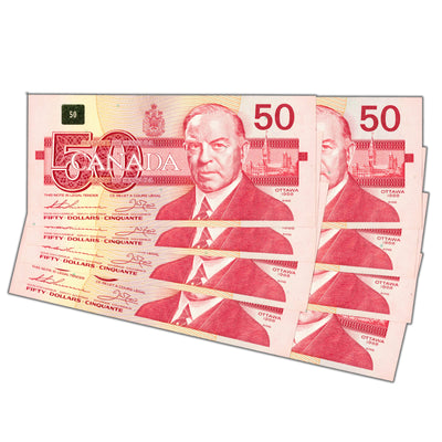 $50 1988 Bank of Canada Notes FHC Prefix BC-59a - 8 Consecutive - Choice UNC