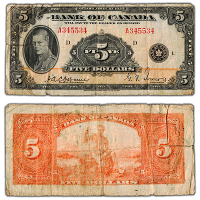 $5 1935 Bank of Canada Note English Text BC-5 - Circulated