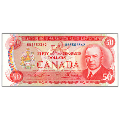 $50 1975 Bank of Canada Note Lawson-Bouey HB Prefix BC-51a - AU-58