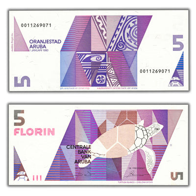 Aruba 1990 5 Five Florin Note P #6 - Choice UNC