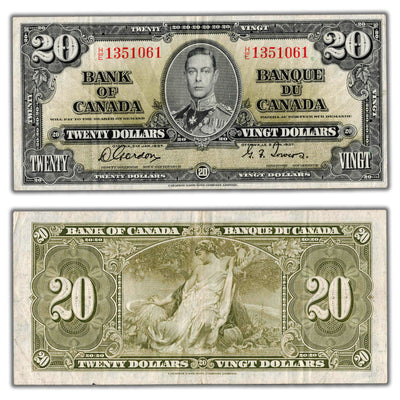$20 1937 Bank of Canada Note Gordon-Towers H/E Prefix BC-25 - VF