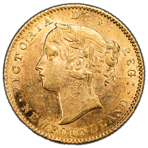 SOLD Newfoundland 1865 $2 Two Dollars Gold Coin - Nice Detail (scratch)