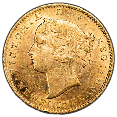 SOLD Newfoundland 1865 $2 Two Dollars Gold Coin - Nice Detail (scratch)