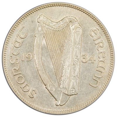 Ireland 1934 1/2 Half Crown Silver Coin - EF