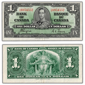 SOLD $1 1937 Bank of Canada Note Coyne-Towers U/N Prefix BC-21d - EF