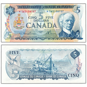 SOLD $5 1972 Bank of Canada Note *SW Replacement Prefix BC-48bA - AU-58
