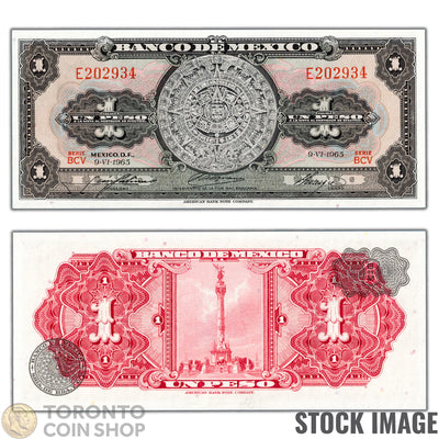 Mexico 1965 1 Peso Note P#59i - Uncirculated