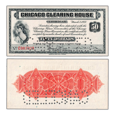 SOLD United States 1933 $50 Chicago Clearing House Certificate - Choice UNC