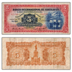 SOLD Costa Rica 1934 5 Five Colones Note P #180a - Popular Issue!