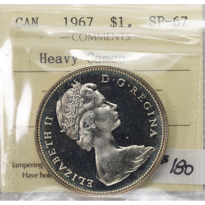 SOLD Canada 1967 $1 Silver Dollar Coin - ICCS Specimen SP-67 Heavy Cameo