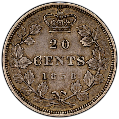 SOLD Canada 1858 Coinage Plain 5 20 Cents Silver Coin - VF-30