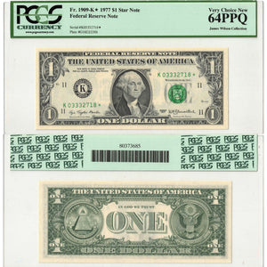 SOLD United States 1977 $1 Star Note Dallas Fr. 1909-K - PCGS Ch UNC-64 PPQ