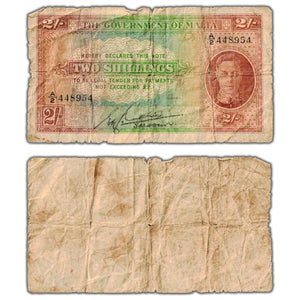 SOLD Malta ND (1942) 2 Two Shillings Note P #17b