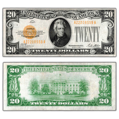 SOLD United States 1928 $20 Twenty Dollars Gold Certificate Note Fr. 2402