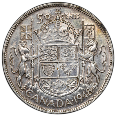 SOLD Canada 1948 50 Cents Half Dollar Silver Coin - Key Date - VF/EF