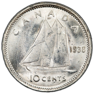 SOLD Canada 1938 10 Cents Dime Silver Coin - MS-62