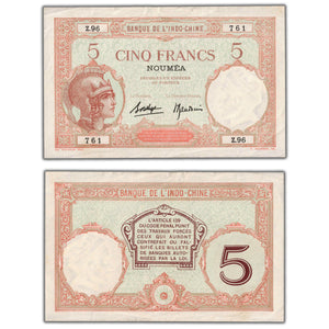 SOLD New Caledonia N.D (1926-37) 5 Francs Note P #36b