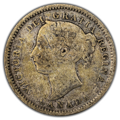 Canada 1891 22 Leaves 10 Cents Dime Silver Coin - VG-8