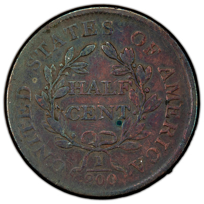 United States 1806 Small 6 No Stems 1/2c Draped Bust Half Cent Coin