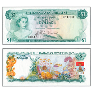 SOLD Bahamas 1965 $1 One Dollar Note P #18a - AU