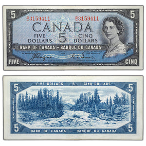 SOLD $5 1954 Bank of Canada Note Devil Face B/C Prefix BC-31a - EF+