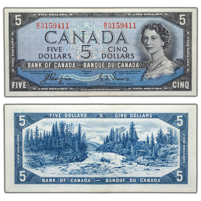 SOLD $5 1954 Bank of Canada Note Devil Face B/C Prefix BC-31a - EF+